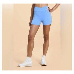 Blogilates Crisscross Scrunch Bike Shorts Cool Blue L NWT